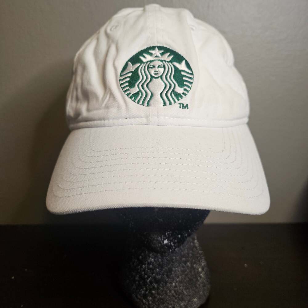 Starbucks Black Embroidered Green Logo Barista Hat Cap Adjustable Strap